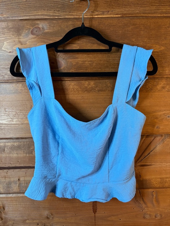 Altar'd State Tops - Altar'd State Light Blue Ruffle-Hem Crop Top